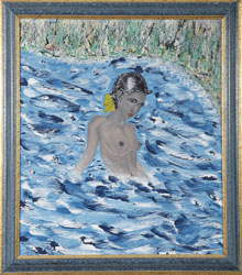 Ragazza nel fiume, tecniche miste, cm. 54x54