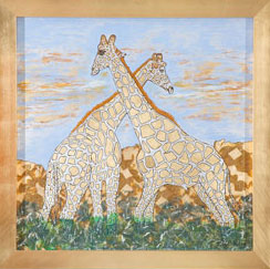 Giraffe, lavorazione a foglia d'oro cm. 54x54