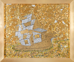 Lumaca con casa, lavorazione a foglia d'oro cm. 65x54