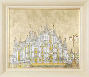 Duomo di Milano, lavorazione a foglia d'oro cm. 54x54