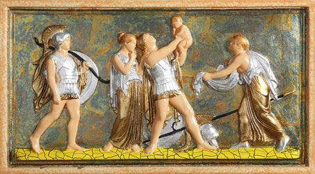 Immagine storica, foglia d'oro su bassorilievo in gesso resina cm. 57x32