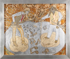 Musicisti, lavorazione a foglia d'oro cm. 65x54