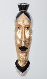 Maschera in gesso, lavorazione a foglia d'oro cm. 103x28